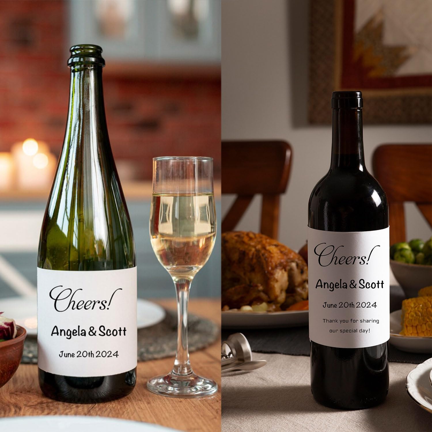 25-105pcs Personalized Wedding Wine Bottle Labels, Custom Gift Wine Bottle Stickers with Photo/Text, Waterproof Wine Stickers for Wedding, Engagement, Anniversary, Birthday (4 x 5 inch)