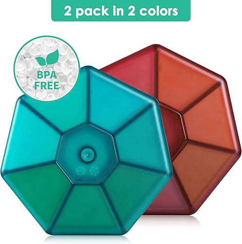 Miniatura 5 de Organizador de pastillas para 7 días, paquete de 2 organizadores semanales de píldoras, organizador de píldoras de bolsillo, pastillero semanal,