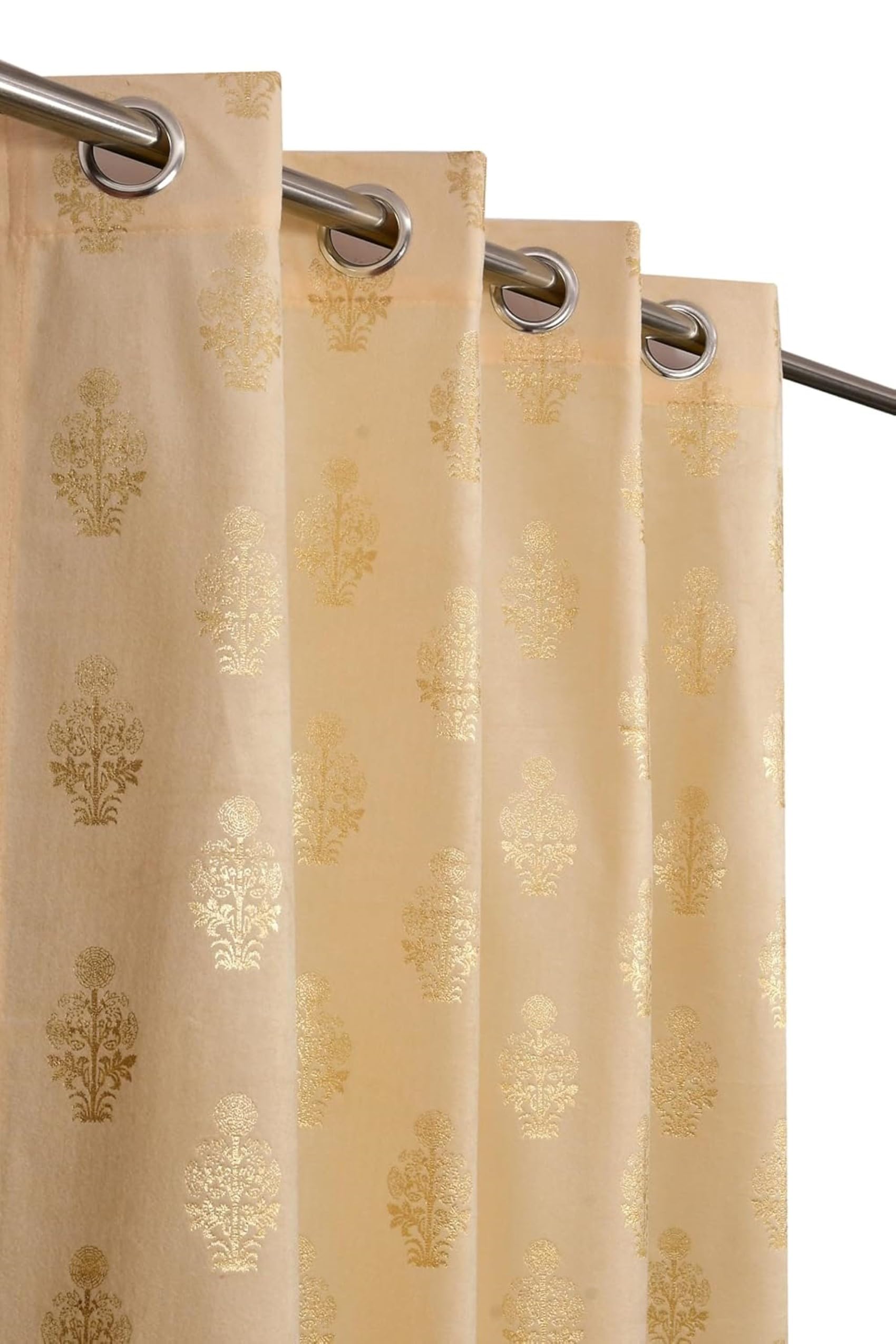 RSTC Heavy Velvet Curtains 7 Feet | 1 Panel | Cream Colour | Blackout Parda 48x84 Inch | Room Darkening, Sound Reducing for Bedroom & Living Room
