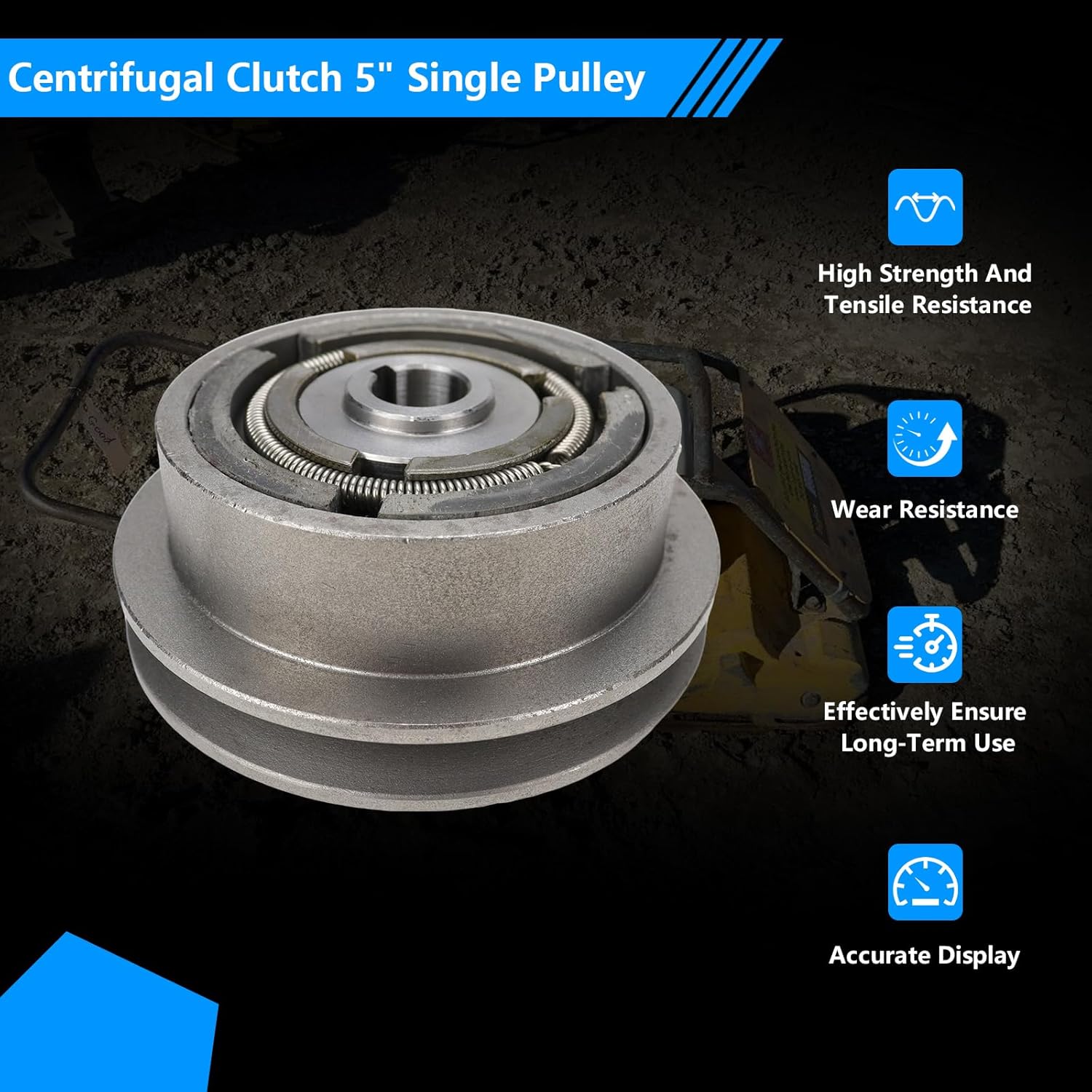 Centrifugal Clutch 5" Single Pulley Compatible with Wacker VP1340 VP1350 VP1750 Plate Compactors, Honda GX160/ GX200 Engine Shafts, 1/2" V-Belt 3/4" 19.05mm Bore