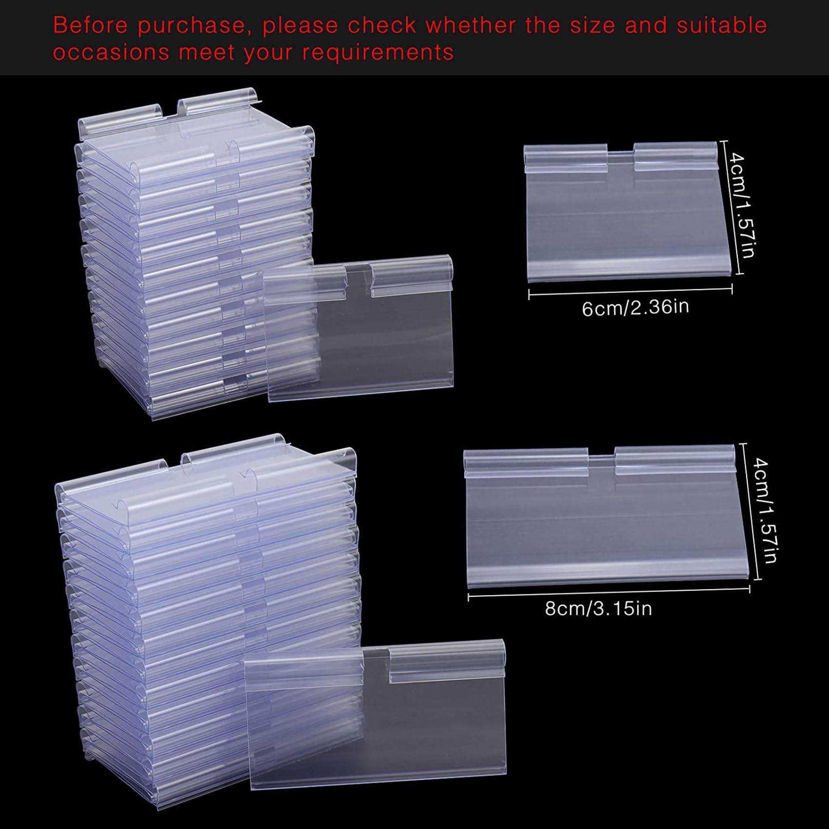 280Pc 8X4.2cm Porte-ÉTiquettes en Plastique Transparent pour ÉTagèRe en ÉTiquette de Prix de DéTail ÉTiquettes de Panier Clip sur ÉTiquettes pour Bacs de Stockage
