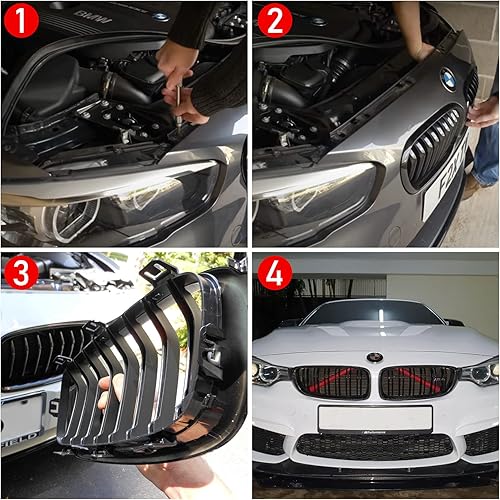 Miniatura 5 de Jaronx Compatible con insertos de parrilla BMW serie 1 2 3 4 5 6 7 Series, F20 F22 F30 F32 G30 G32 G11 G12, compatible con cubiertas de soporte BMW