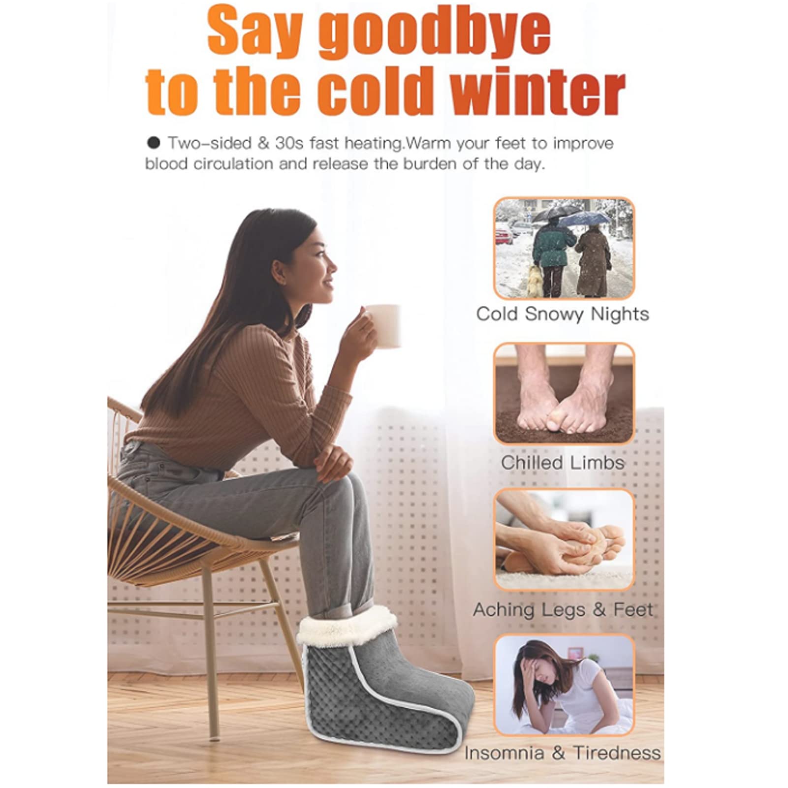 Calentador de pies eléctrico, Calentador de pies, Calentadores de pies con calefacción eléctrica for hombres y mujeres Botas de calentamiento de pies 6 Niveles de calor 4 Temporizadores con cuenta reg