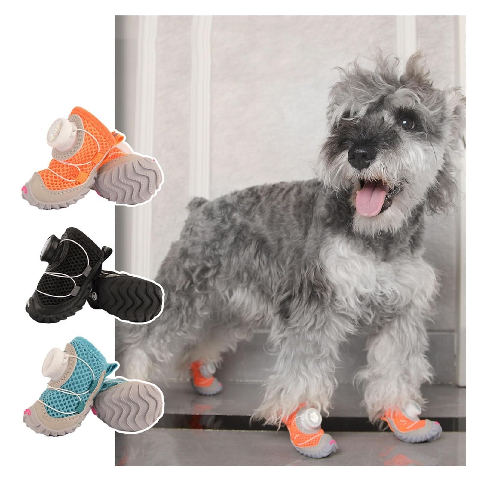 Bottes respirantes antidérapantes pour chien | Chaussures de protection des pattes pour chiens de taille moyenne et grande | Semelle souple réfléchissante (noir, L 3,5 cm, largeur 3,1 cm)