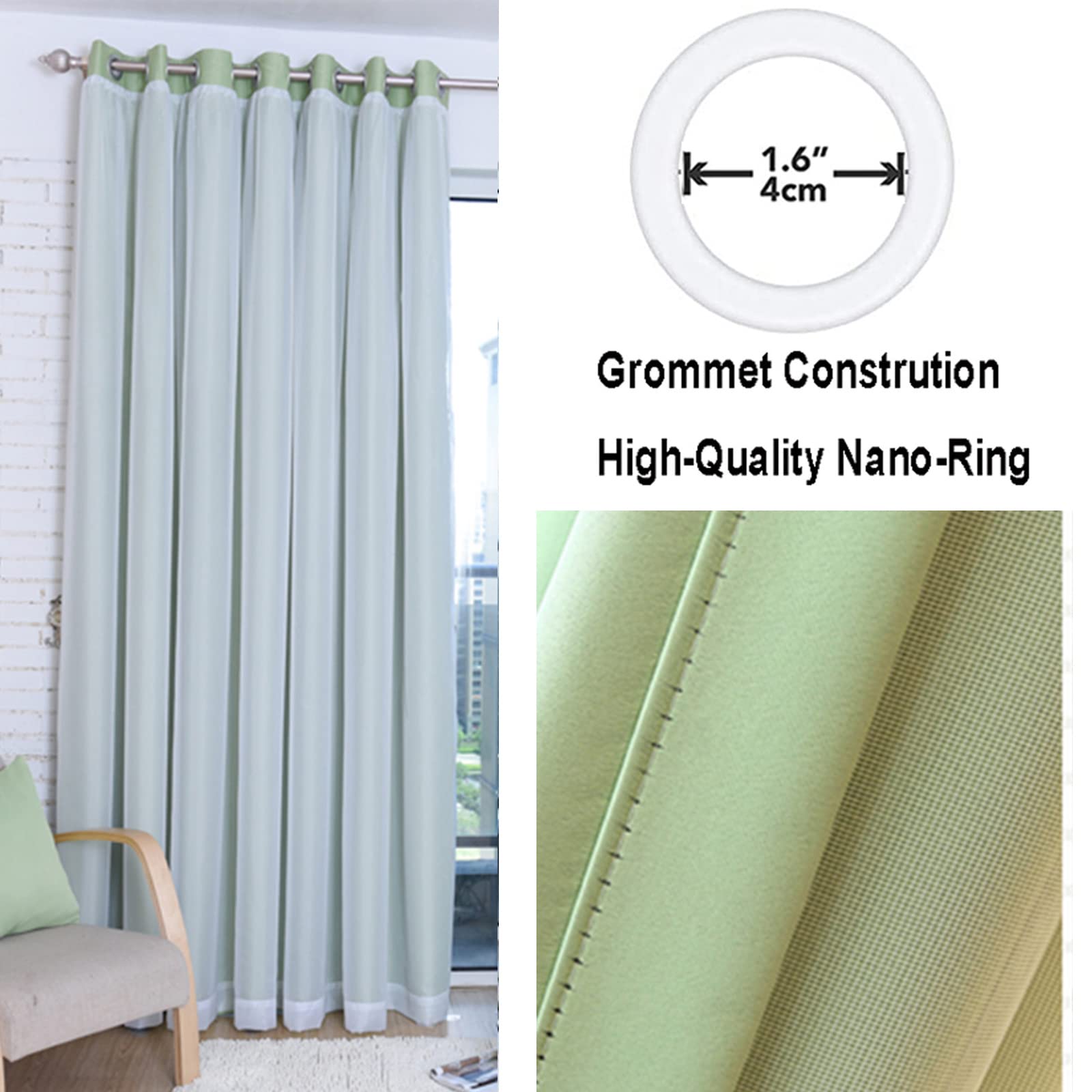 Juego de cortinas opacas de doble capa para ventana, cortinas superpuestas de tul y gasa transparente suave con ojales de aislamiento térmico para sala de estar y dormitorio de niñas, 1 pieza