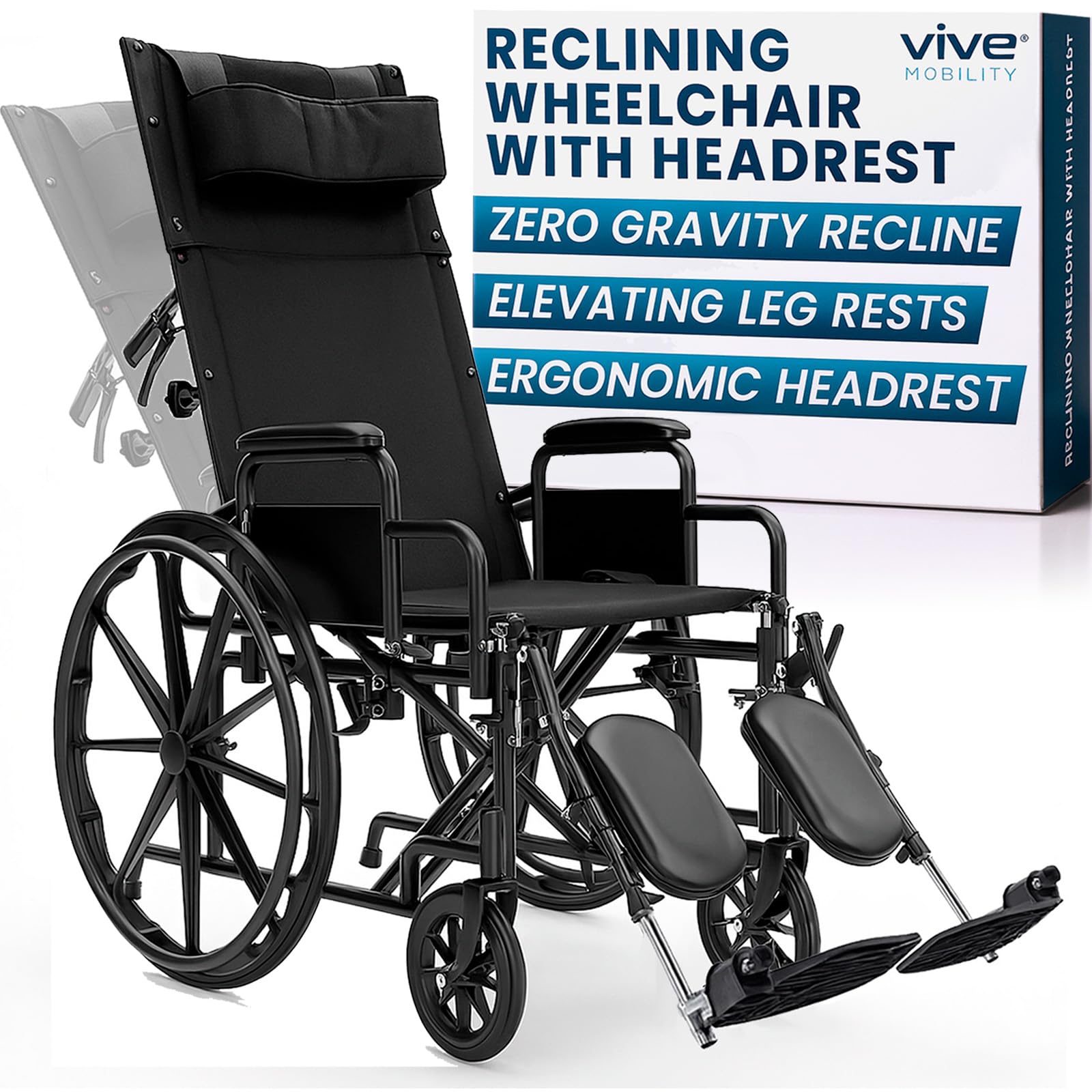 Vive Mobility Reclining Wheelchair with Elevating Leg Rests