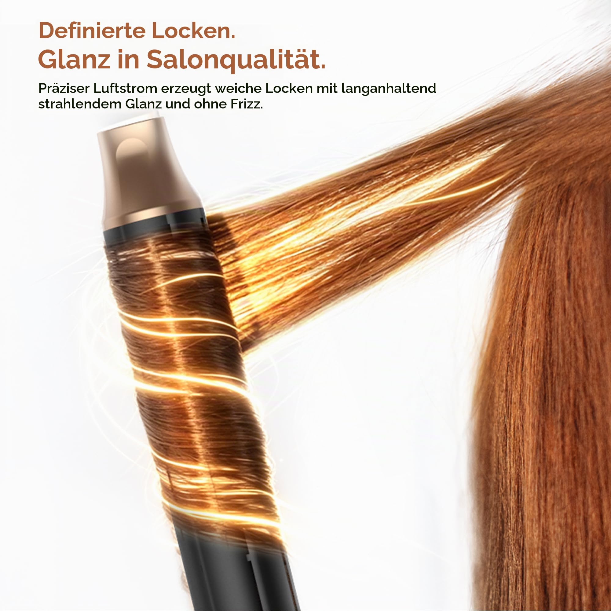 UKLISS Hairstyler 6 in 1 Air Styler Set [mit Diffusor], Pro Hair Styler Set | LCD Display 1000w Haartrockner mit Diffusor, Air Lockenstab Rundbürstenföhn, Föhnbürste, Glättbürste - Gold Blau