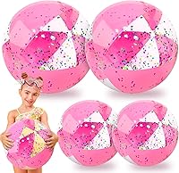 Vista 12 de TURNMEON Paquete de 5 bolas de playa de lentejuelas, juguetes de piscina, bolas gigantes de confeti con purpurina, pelota de playa transparente