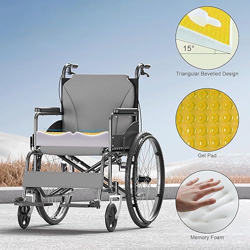 Miniatura 4 de Cojín para úlceras de cama para trasero, diseño de pendiente triangular de apertura en forma de T, almohada de alivio de presión de úlceras por