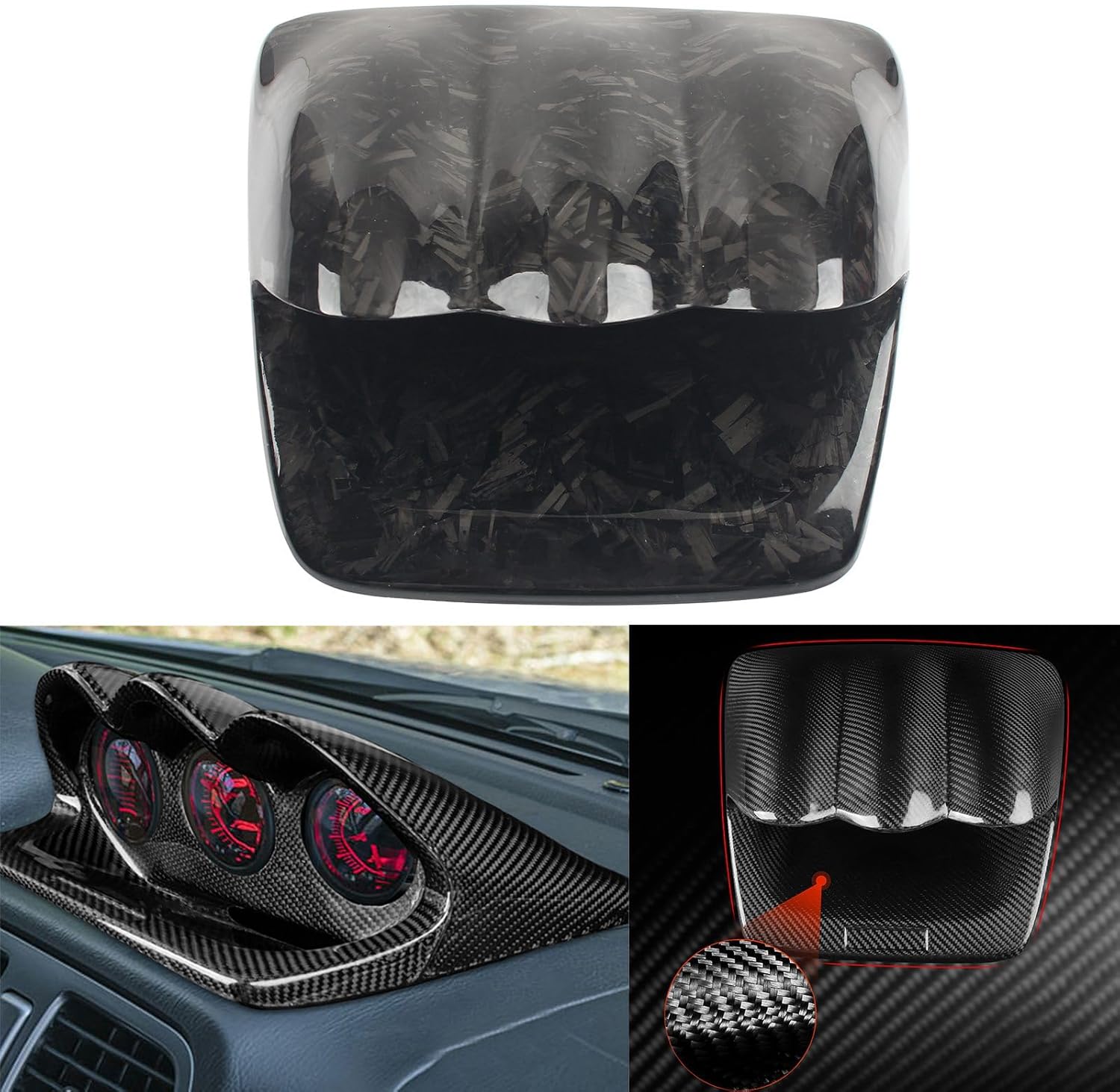 Car 60mm Forged Carbon Fiber Triple Pillar Gauge Pod Compatible with Subaru Impreza WRX STI GDA GDB GG 2002-2007 (LHD)