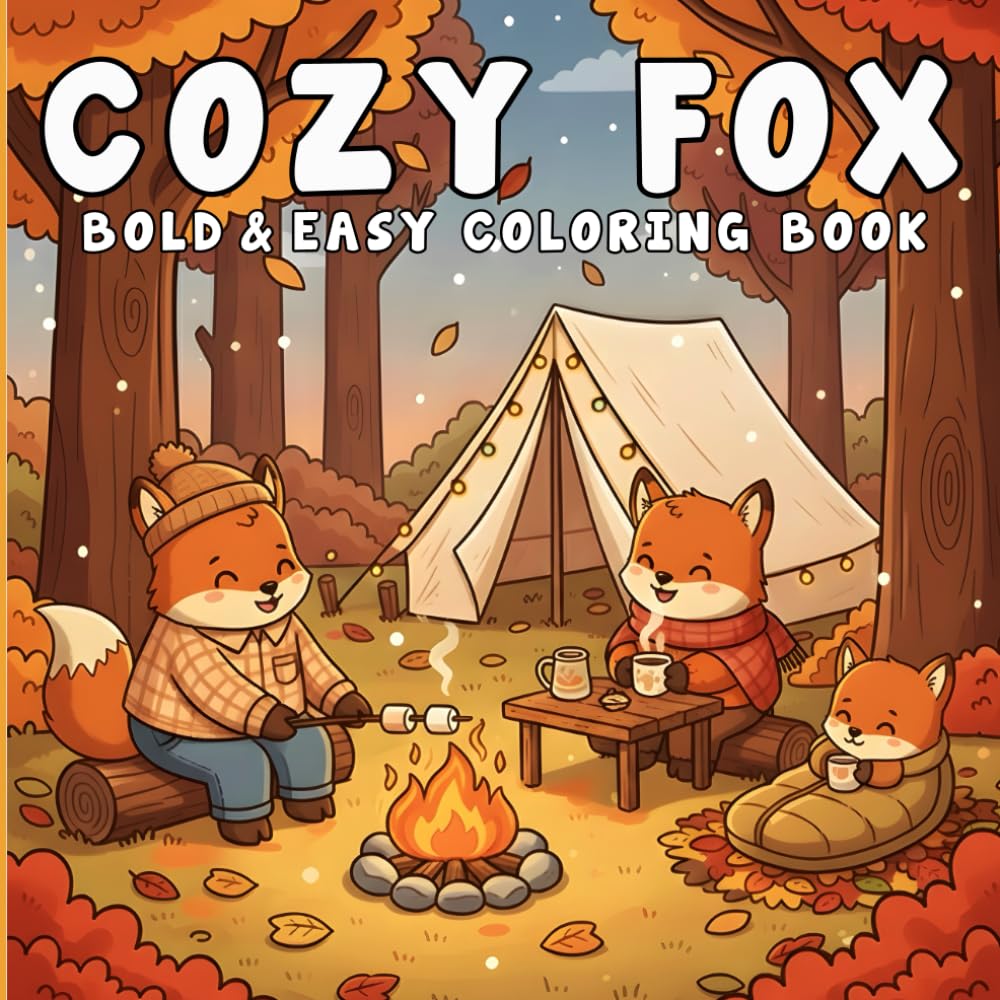 Cozy Fox Coloring Book: Bold and Easy Fox Coloring Book for Relaxation and Stress Relief for Teens and Adults