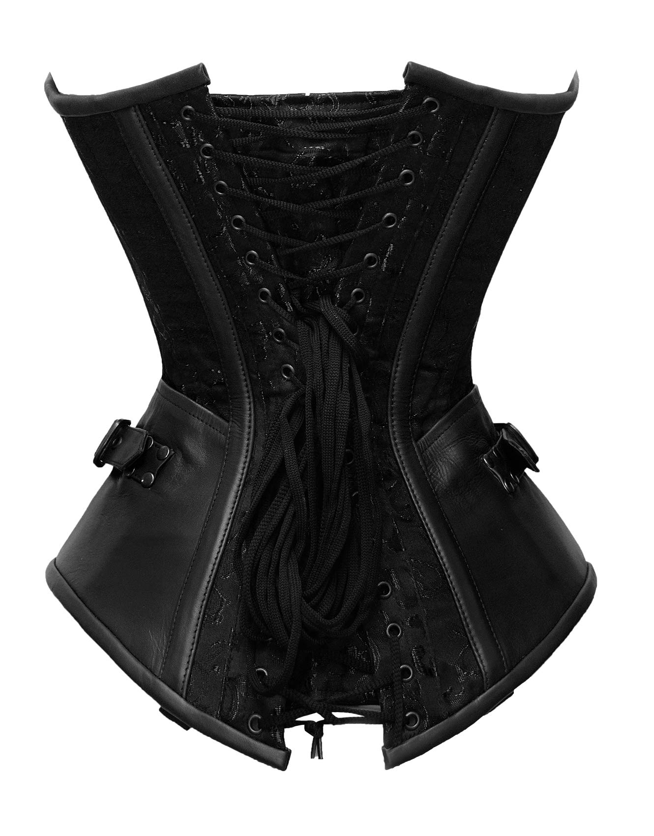 Femme Gothique 26 Double os en acier overbust Minceur Cuir & Brocart Corsets et Bustiers #8711