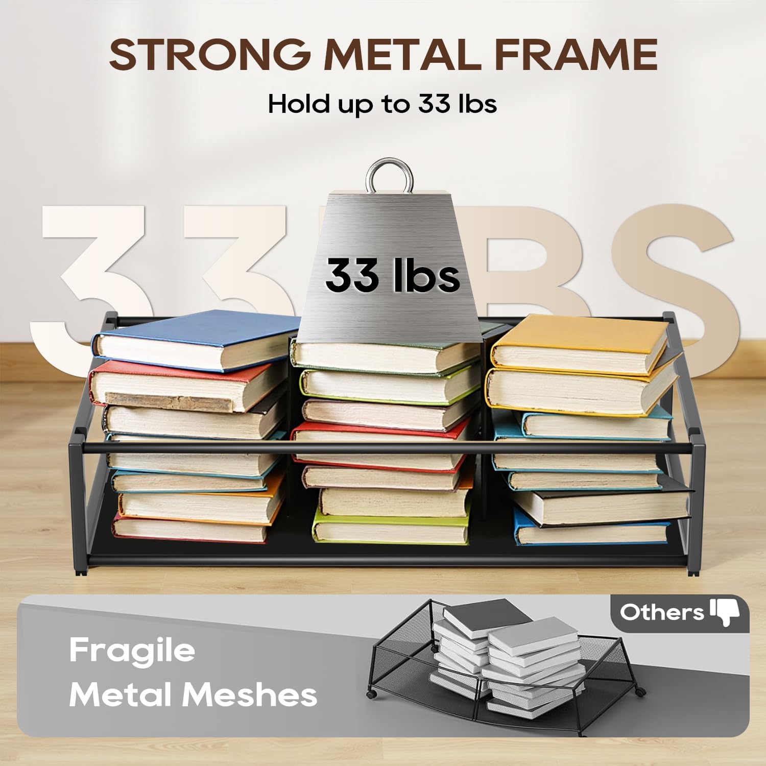 2 Pack Under Bed Storage Containers,53L Under bed Storage with wheels,Metal Frame,Black