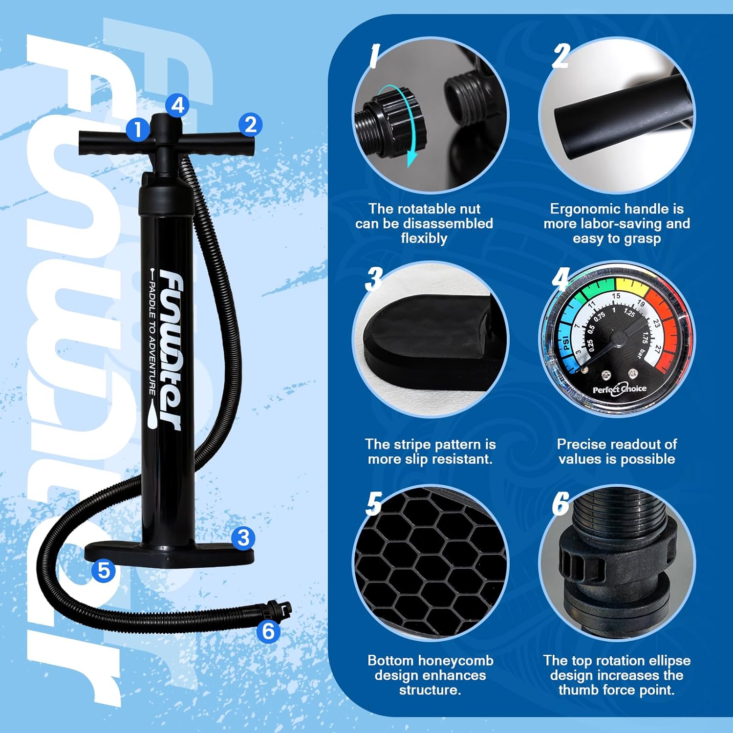 FunWater SUP Inflatable Stand Up Paddle Board 10'6×33"×6" Ultra-Light Inflatable Paddleboard with ISUP Accessories,Fins,Adjustable Paddle, Pump,Backpack