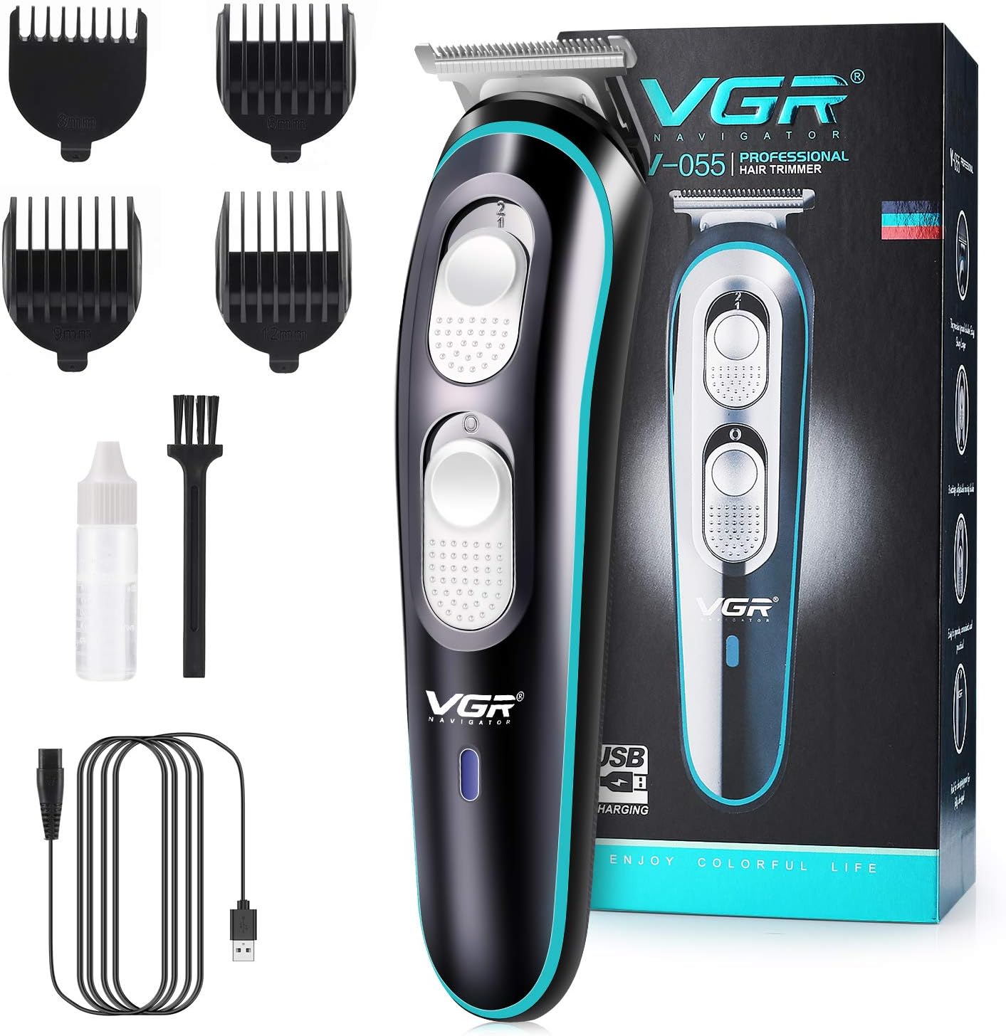 Electric Beard Trimmer for Men, Cordless Hair Clippers, USB Rechargeable Shaver, Low-Noise Stainless Steel T-Blade Hair Cutting Kit, 120-Min Battery for Daily & Travel Use