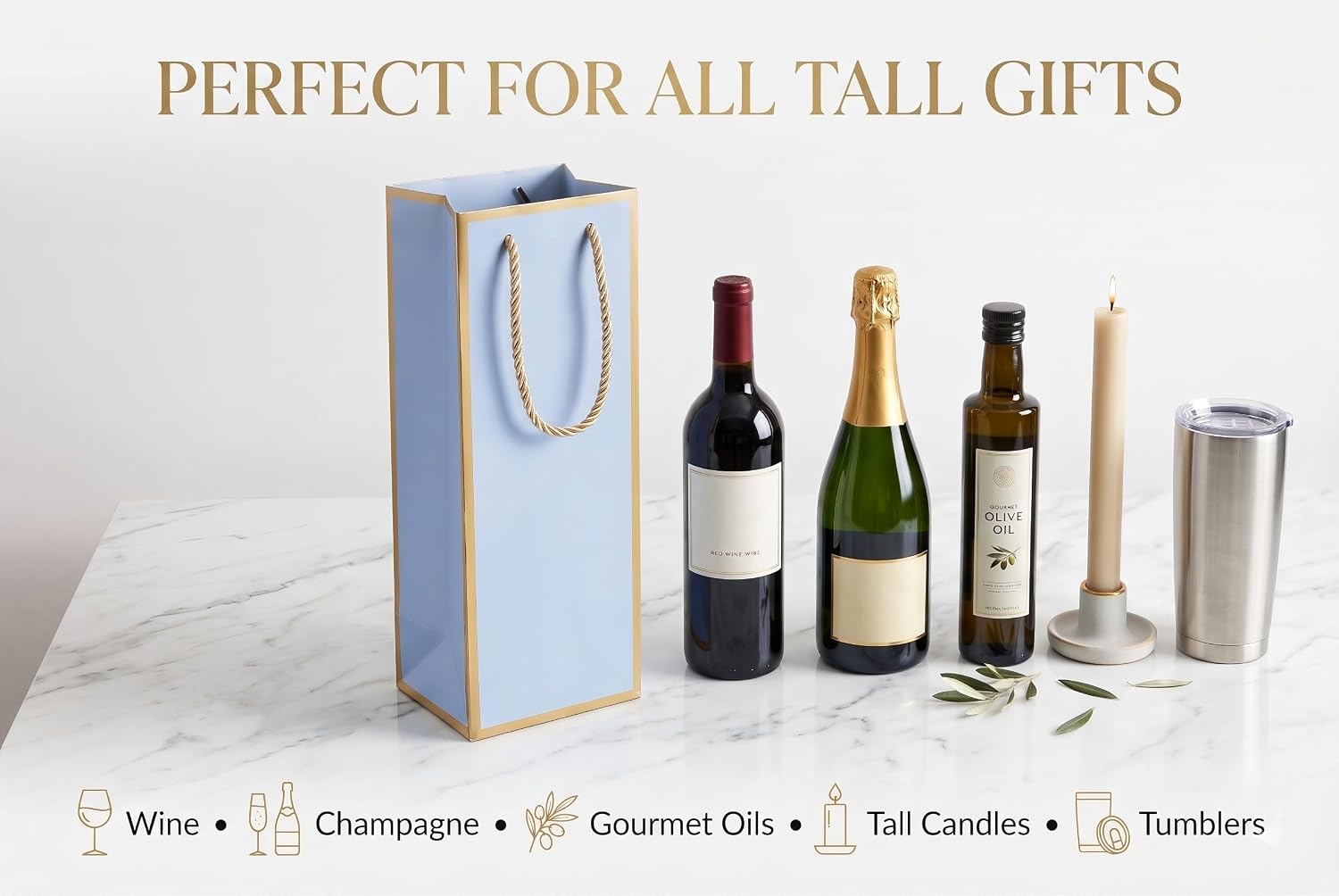 AUGsea 2 Pack Blue Wine Gift Bags, 14" Premium Paper Bottle Bags w/Handles image 5