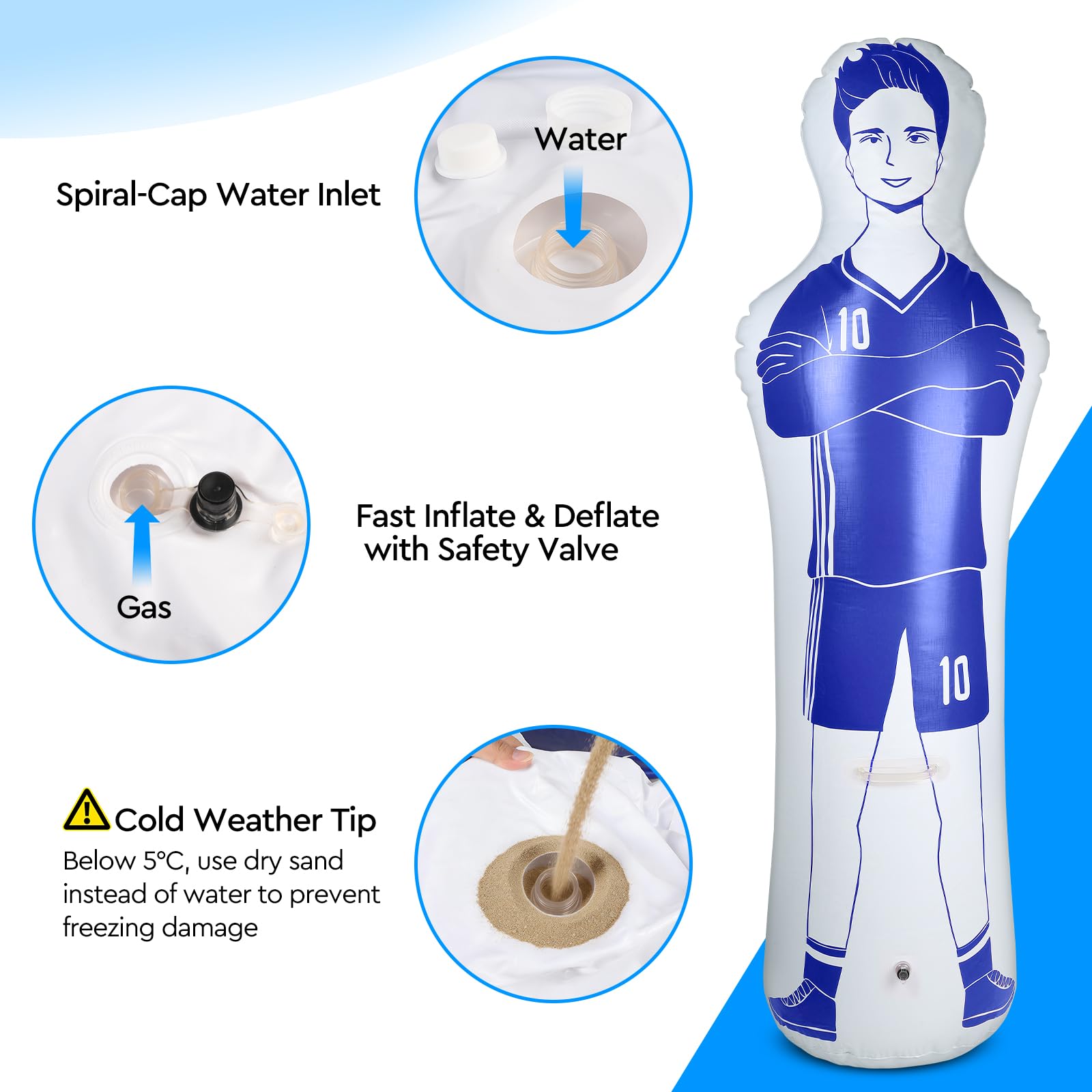 efuturetime Aufblasbare Fußball Dummy aus PVC, Fußballtraining Dummy Trainingspuppe für Torwart Freistoßverteidiger Boxsack Fussball trainingszubehör für Kicks, Passübungen