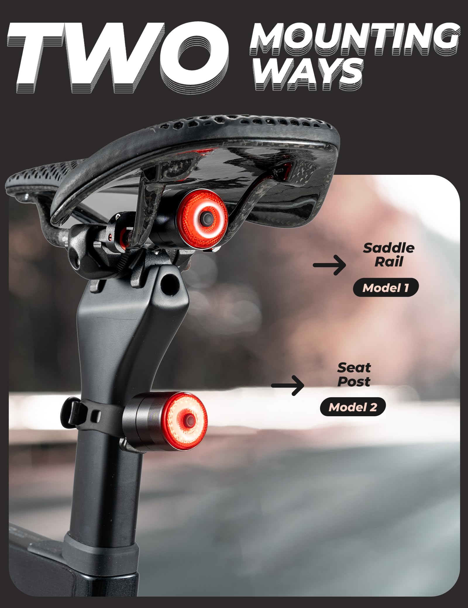 ROCKBROS Luz Trasera para Bicicleta con Sensor de Freno Vibración, Luz LED Inteligente Recargable USB, Impermeable IPX6 y 5 Modos, Brillante Roja para Ciclismo MTB, Bicicleta de Carretera