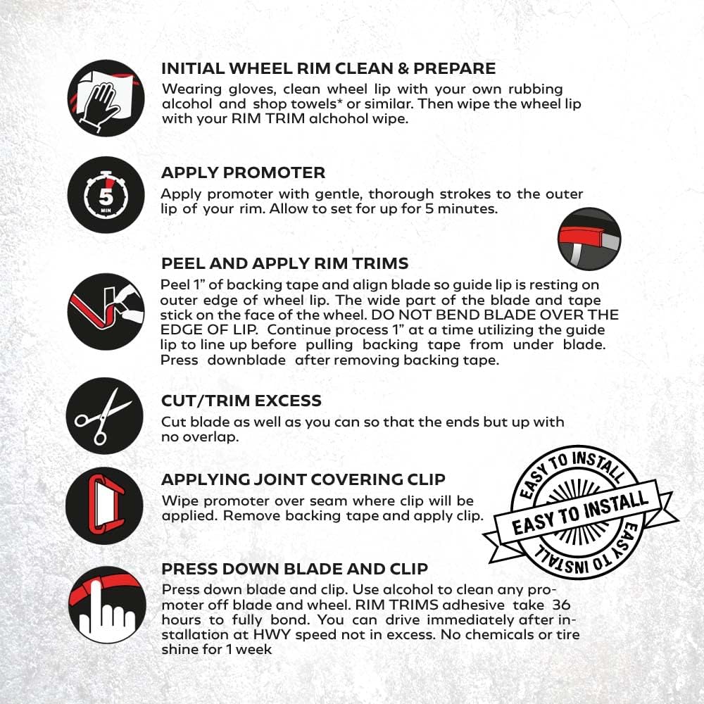 3/8 Inch Wide Wheel Protection | Curb Rash Savers | Set of 4 | Durable Rim Guards | Easy to Install Universal Fit (Red Fire)