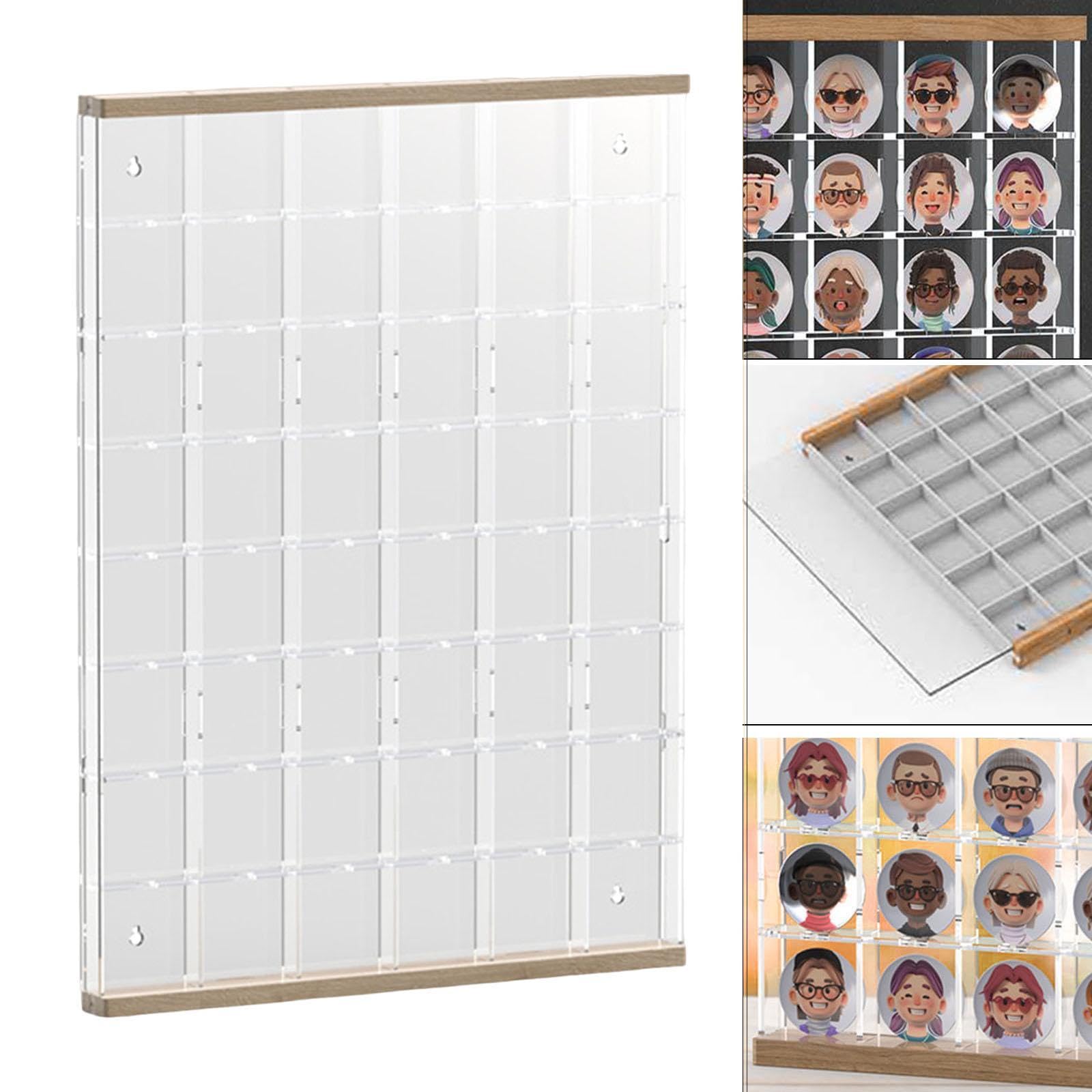 Badges Display Box Acryl Sammlerbox Pins Brotdose Organizer Holz Aufbewahrungsbox Staubschutz Funktion für Pins Broschen Medaillen Sammlung Heimdekora