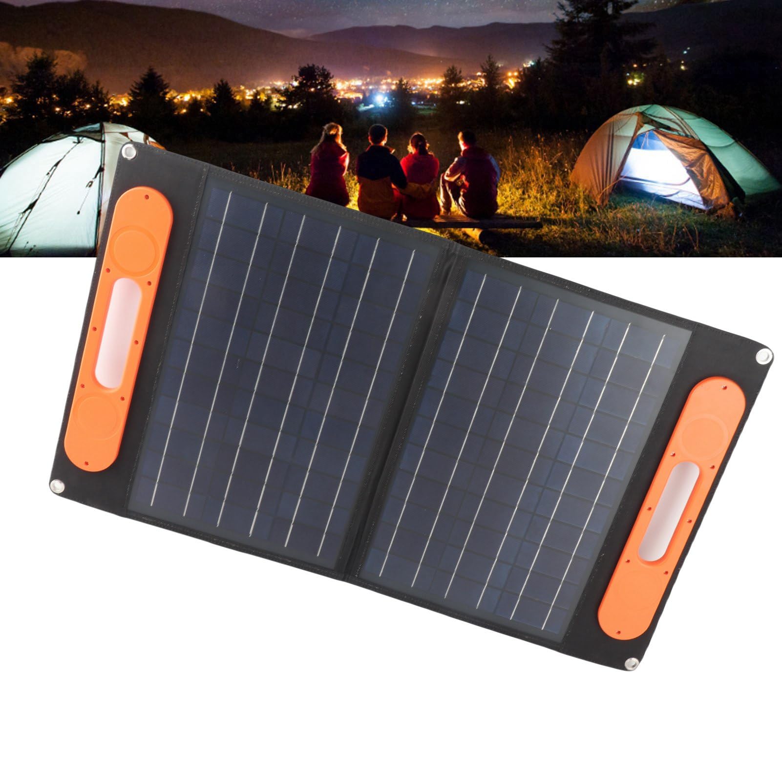 HEEPDD Cargador Solar Portátil, Panel Solar Plegable Monocristalino de 60 W con Doble USB y Tipo C, Salida de 18 V, Diseño Ligero para Excursionistas, Camping, Viajes, Uso Al Aire Libre