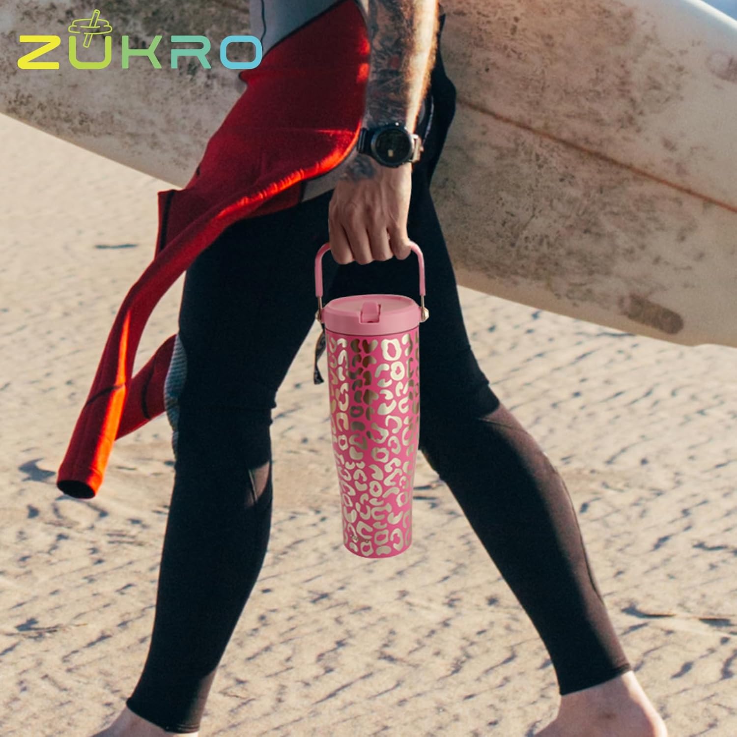 Zukro 50 OZ Tumbler With Flip Straw |Triple-Wall Vacuum Insulated Water Jug With Top Handle For Gym Sports Outdoors |Large Leak Proof Stainless Steel Water Bottle, Fit in Cupholder |Cold 34 Hours - Image 7