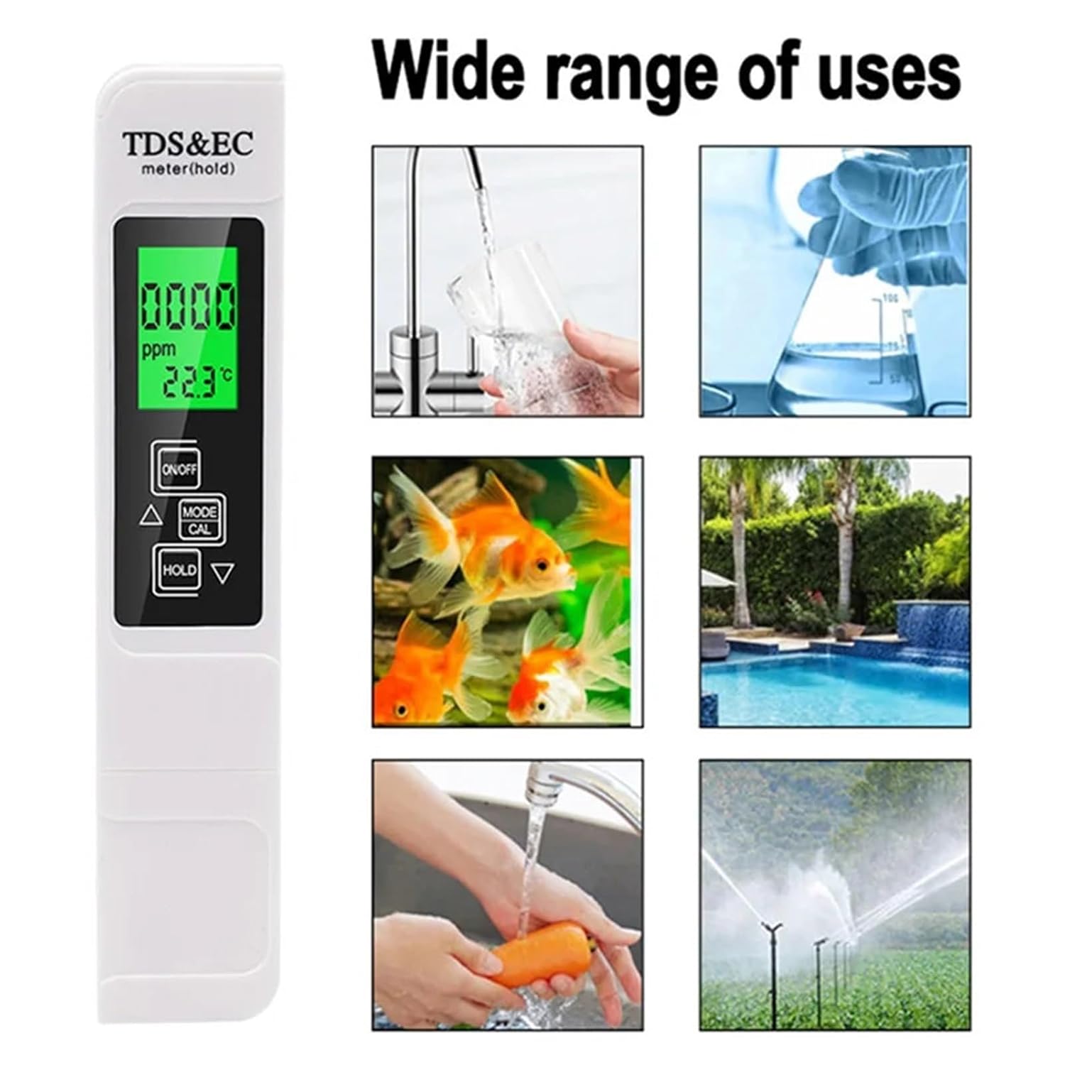Water Detector, Water Quality Detection Pen Drinking EC Meter 2in1 TDS Test,for Drinking Water(White)