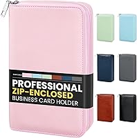 Vista 21 de Sooez Organizador profesional de cuero para libros de tarjetas de visita, folleto de tarjetas de crédito de capacidad para 240 unidades, soporte