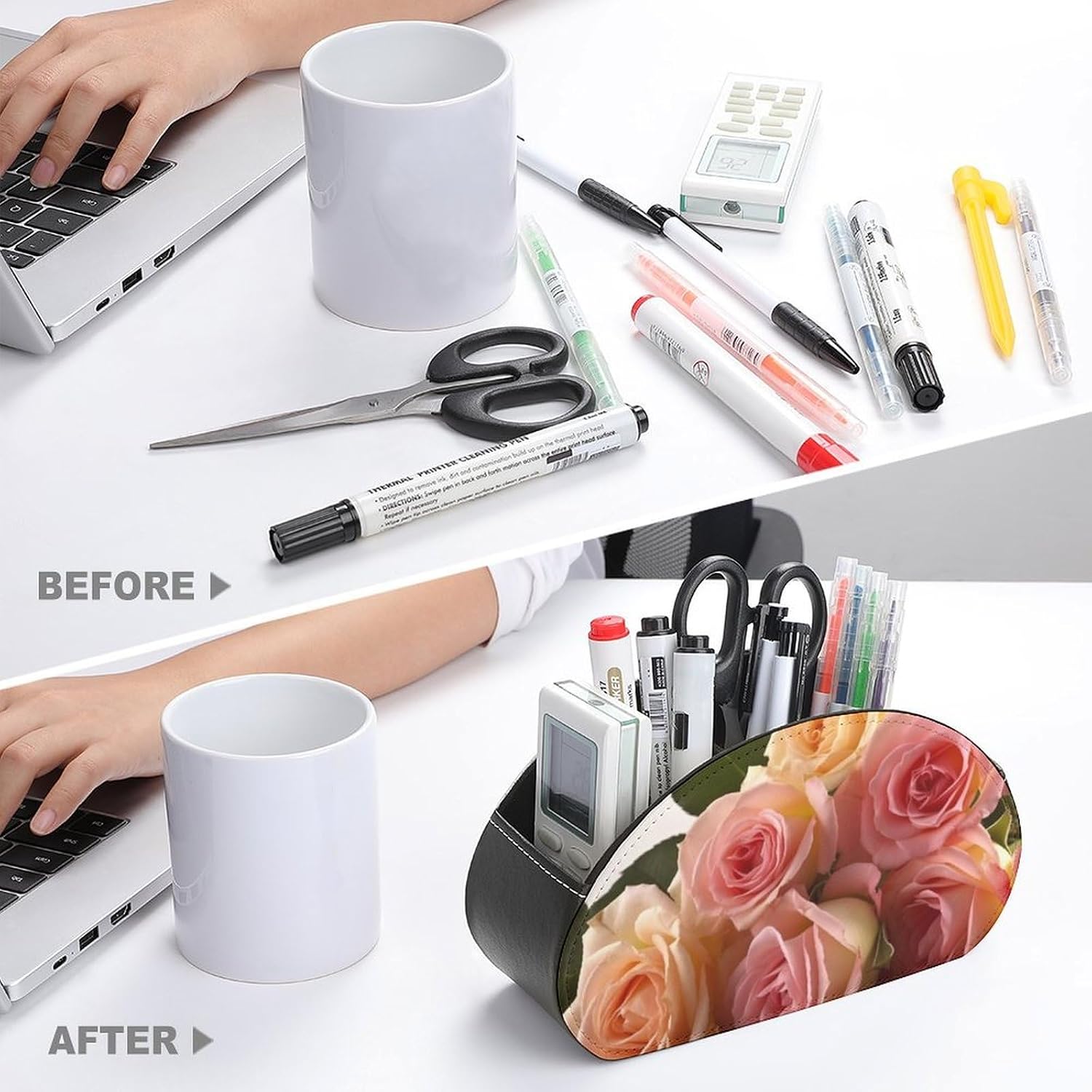 Roses Flower TV Remote Control Holder, Table Desk Storage Box image 3