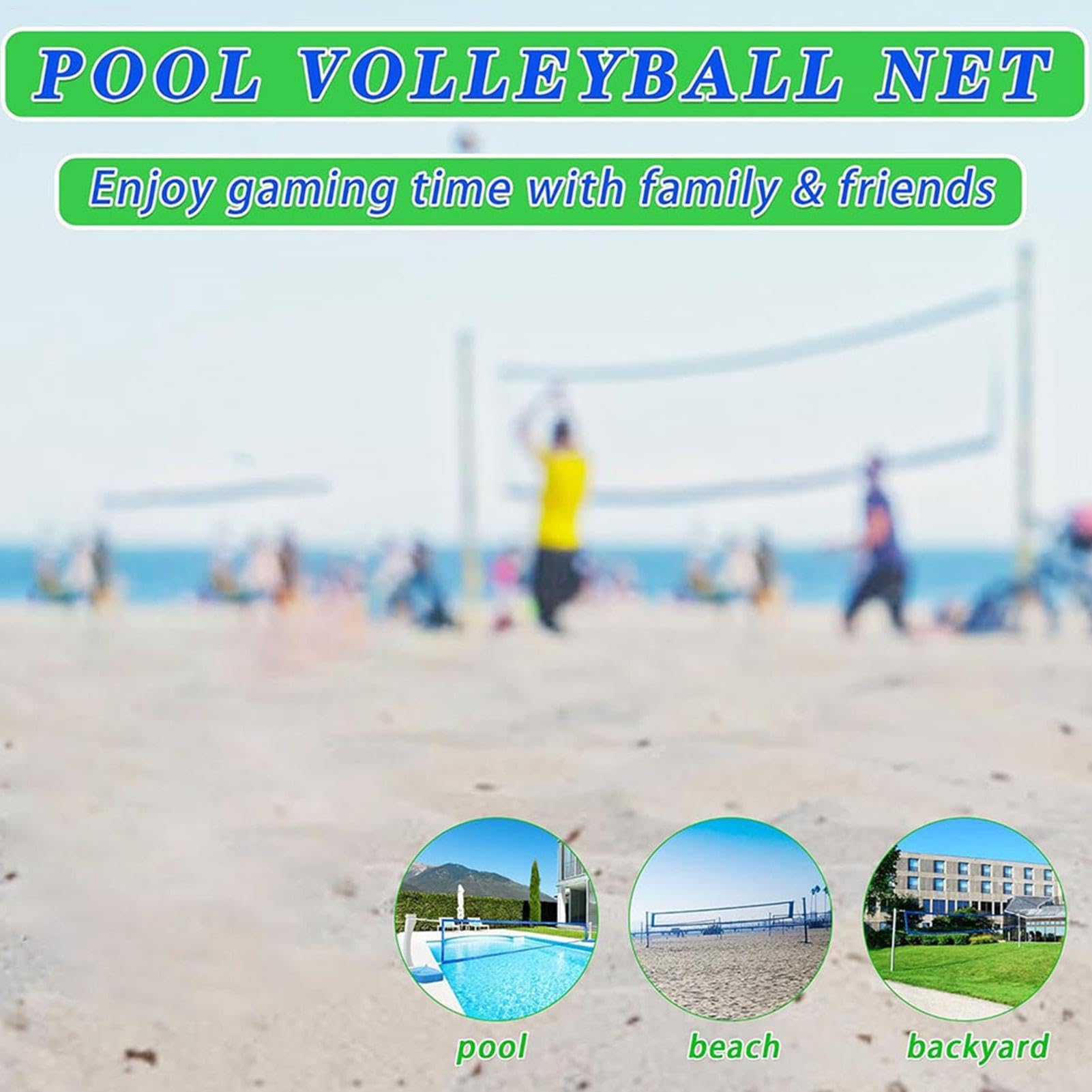 Generisch Pool Volleyball Netz - Verstellbare Länge 15-32ft Ersatz, Wasser schwimmendes Strandvolleyball Set, inklusive Ball und Pumpe, langlebiges Poolspiel | für Hinterhof Platz