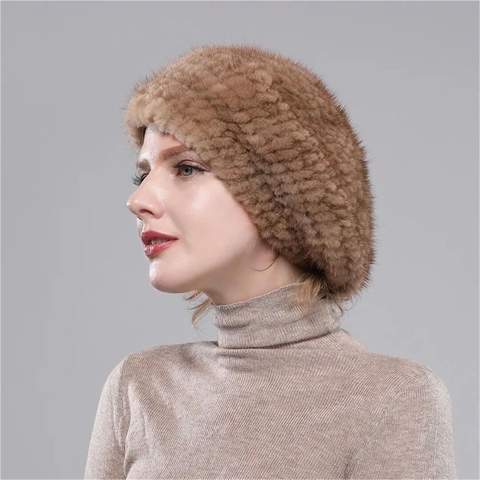 Czapka Zimowa Damskie Berety Eleganckie Czapki Z Daszkiem Czapki Z Dzianiny Ciepła Czapka Typu Beanie W Stylu Vintage Zimowa Kapelusz(Light Brown)