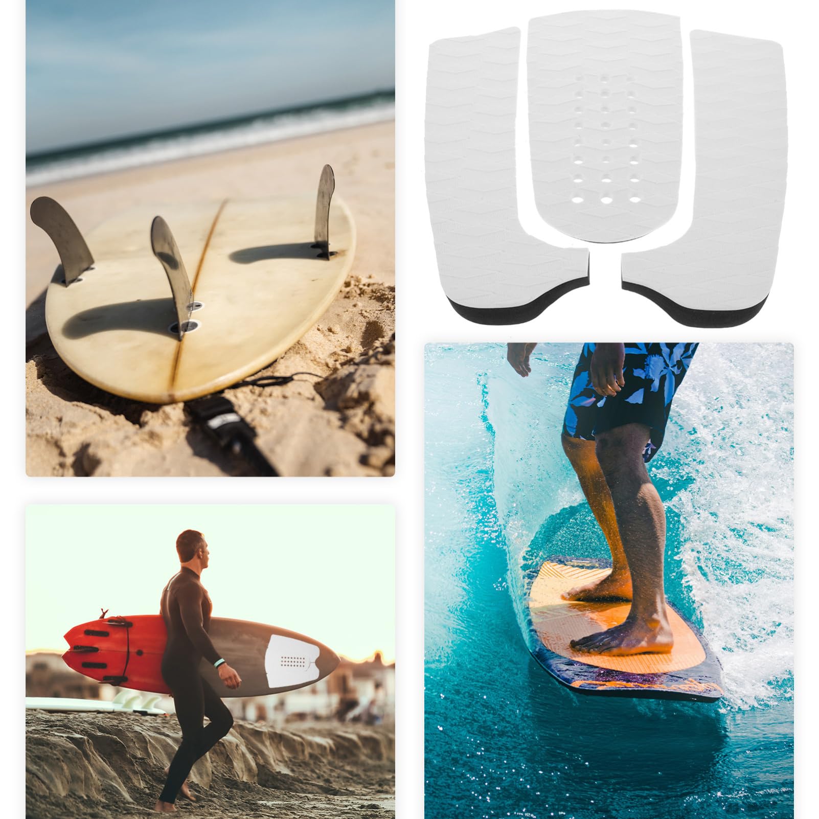 Hemoton Surfing Supplies Nonslip Mat Self-Adhesive Eva Pads for Surfboard Tail Lightweight Durable