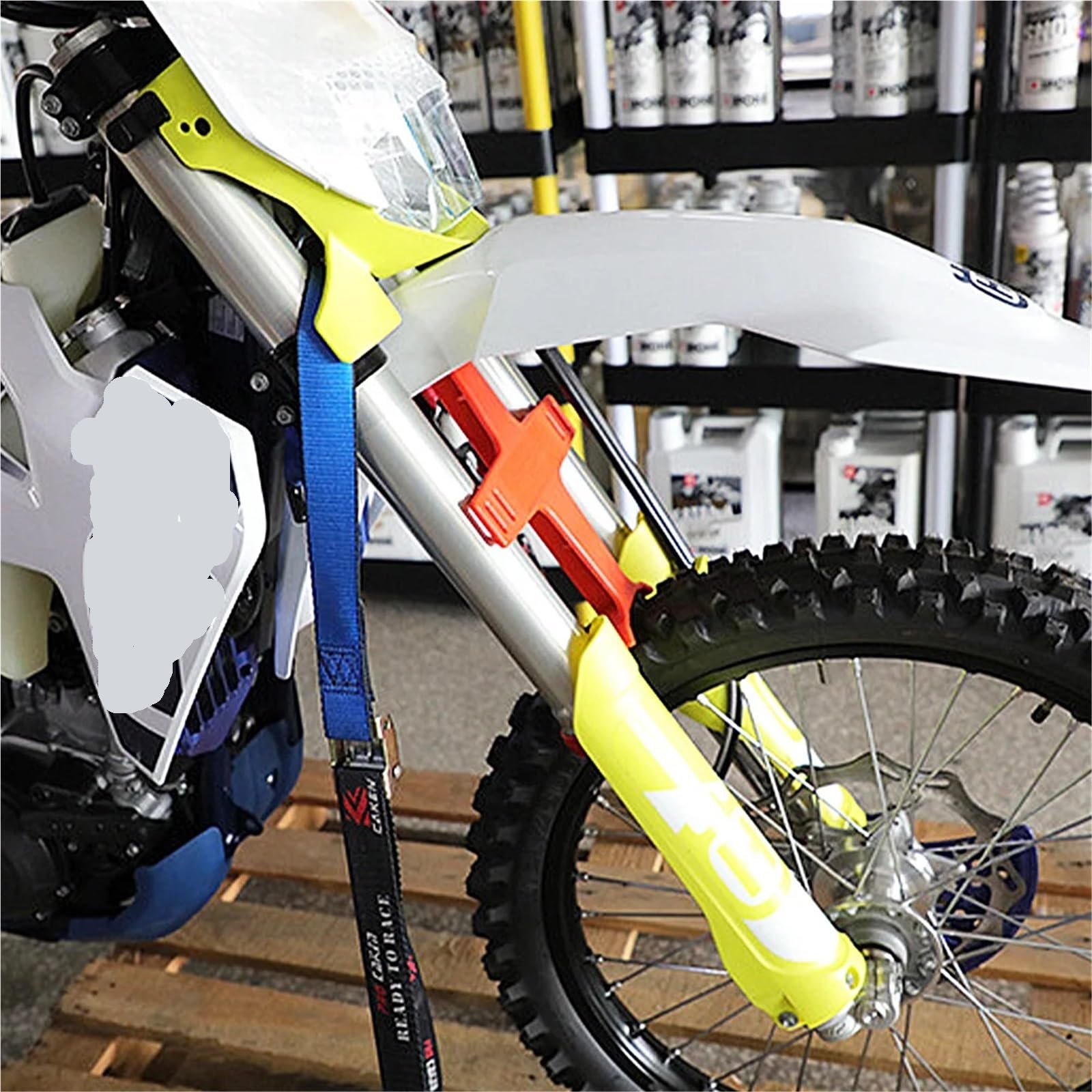 Staffa Protezione forcella Sospensione Motocross Moto Ammortizzatore per trasporto Supporto per supporto protezione forcella(Green)