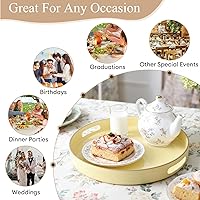 Vista 6 de Zosenley Bandeja decorativa, bandeja redonda de plástico con asas, moderna bandeja de tocador y bandeja para servir otomana, mesa auxiliar, cocina