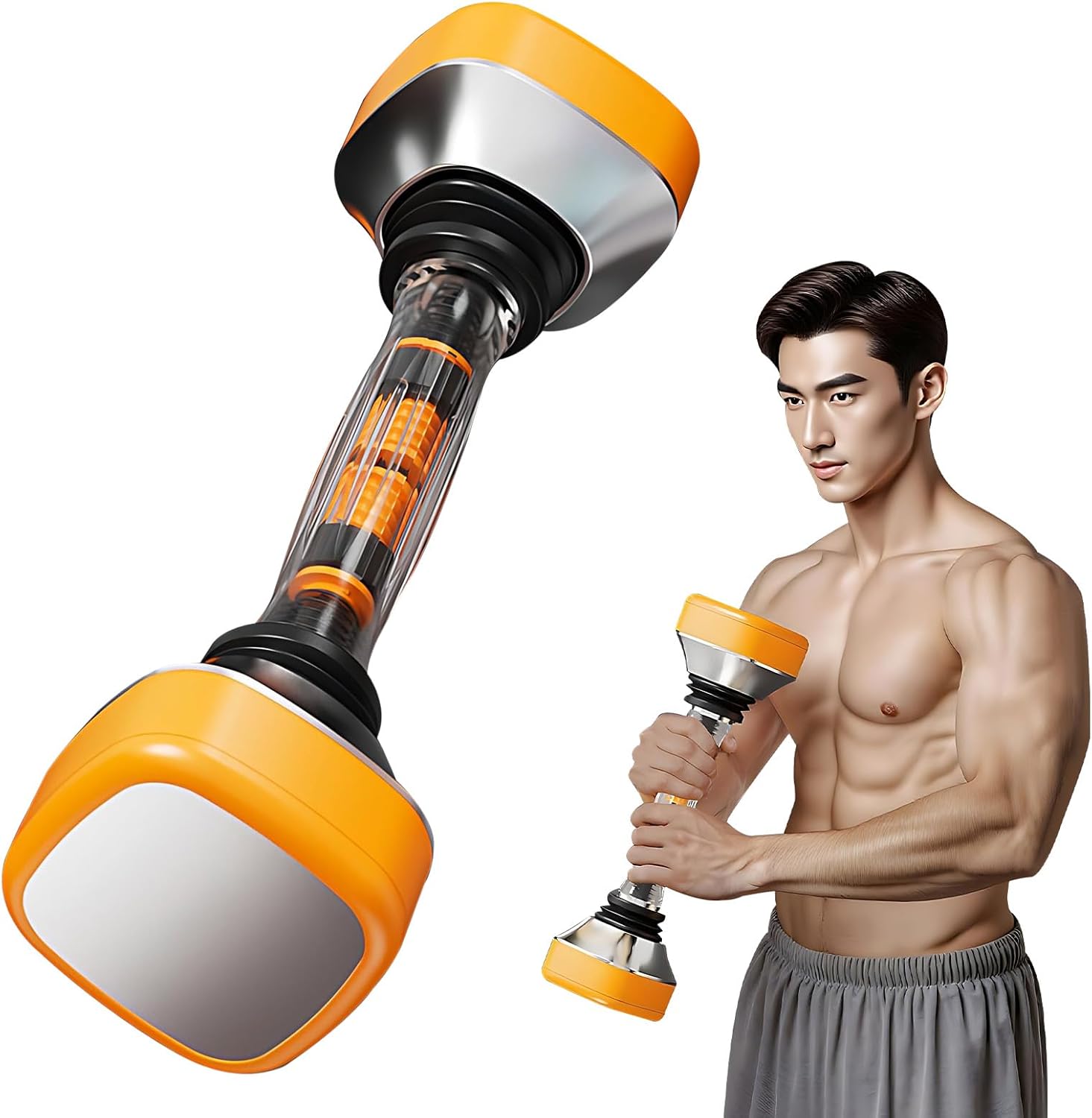 Dumbbells, Hand Weights, 10-30kg Adjustable Resistance Shaking Weight Dumb Bells, Anti Slip & Anti Roll Home Gym Fitness Exercise Workout Strength Training for Women & Men