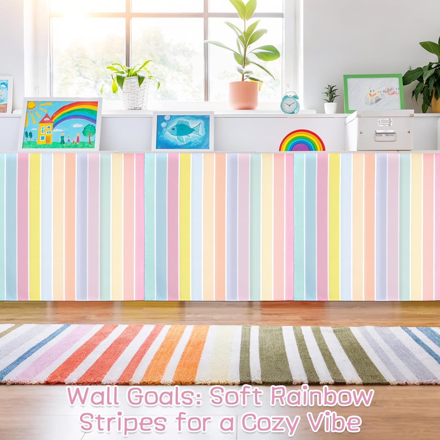 gisgfim 6 Pcs Classroom Cabinet Curtain for Storage Shelves 24.02 x 24.61 Inches Shelf Curtains Self Adhesive Curtains for Kindergarten School Playroom Home Under Desk Privacy Drape (Pastel)