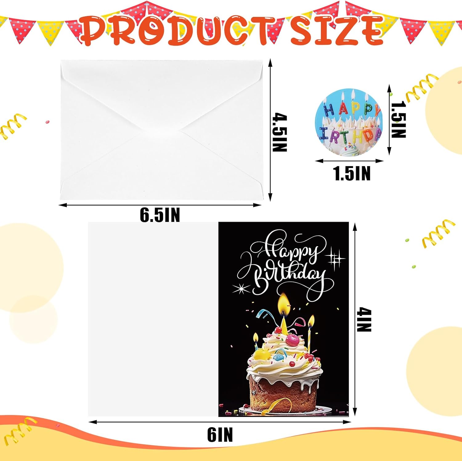 Harloon 200 Pack Happy Birthday Card Assorted Bulk with Blank Envelopes and Stickers 4 x 6 Inches Greeting Blank Happy Birthday Cards for Men Women Adults Kids, 20 Styles(Actual Style)