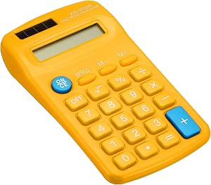 PATIKIL Basic Calculator, 8 Digit LCD Display Calculator 4 Function Small Desktop Calculator Battery Powered Handheld Calculator for Home Office, Yellow