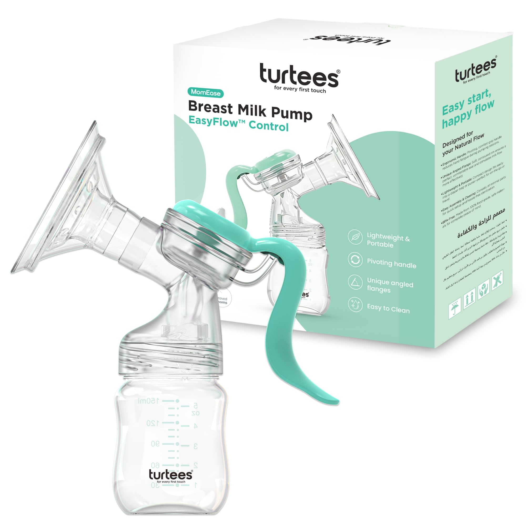 Manual Breast Pump - Portable Hand Breast Pump, BPA-Free 150ml Milk Collector, Soft Silicone Cushion, One-Hand Portable Hand Pump, Leak-Proof, Travel Friendly Breastfeeding Pump for Moms (28MM)-image-1