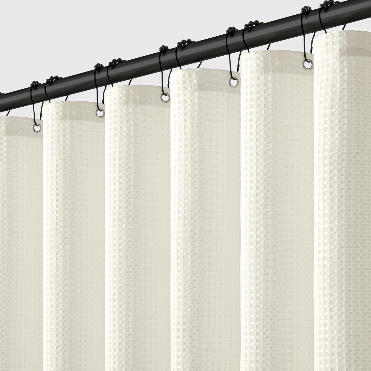MIULEE Waffle Weave Waterproof Shower Curtain, W72"L72", Ivory
