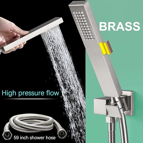 Miniatura 9 de Homedec - Juego completo de grifos de ducha de níquel cepillado, sistema de ducha multifuncional de 27.56 pulgadas con válvula desviadora áspera y