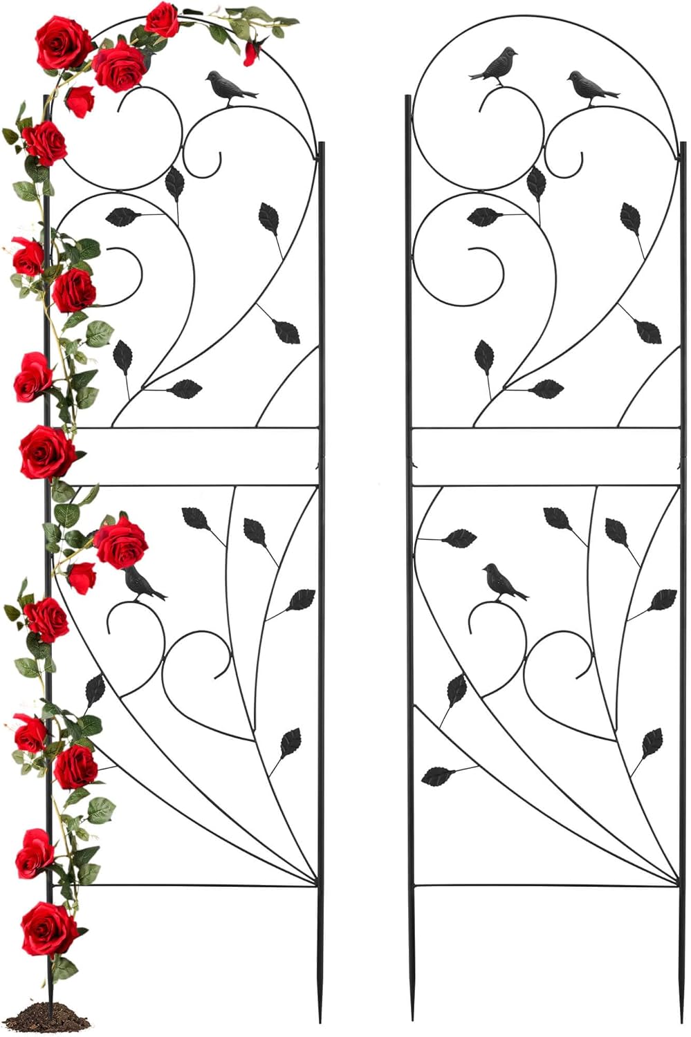 Garden Trellis for Climbing Plants, 71" H x 20" W, 2 Pack Heavy-Duty Metal Garden Trellis, Black Coated Rustproof Trellis for Plants Outdoor, Roses, Ivy, Flowers, and Vines