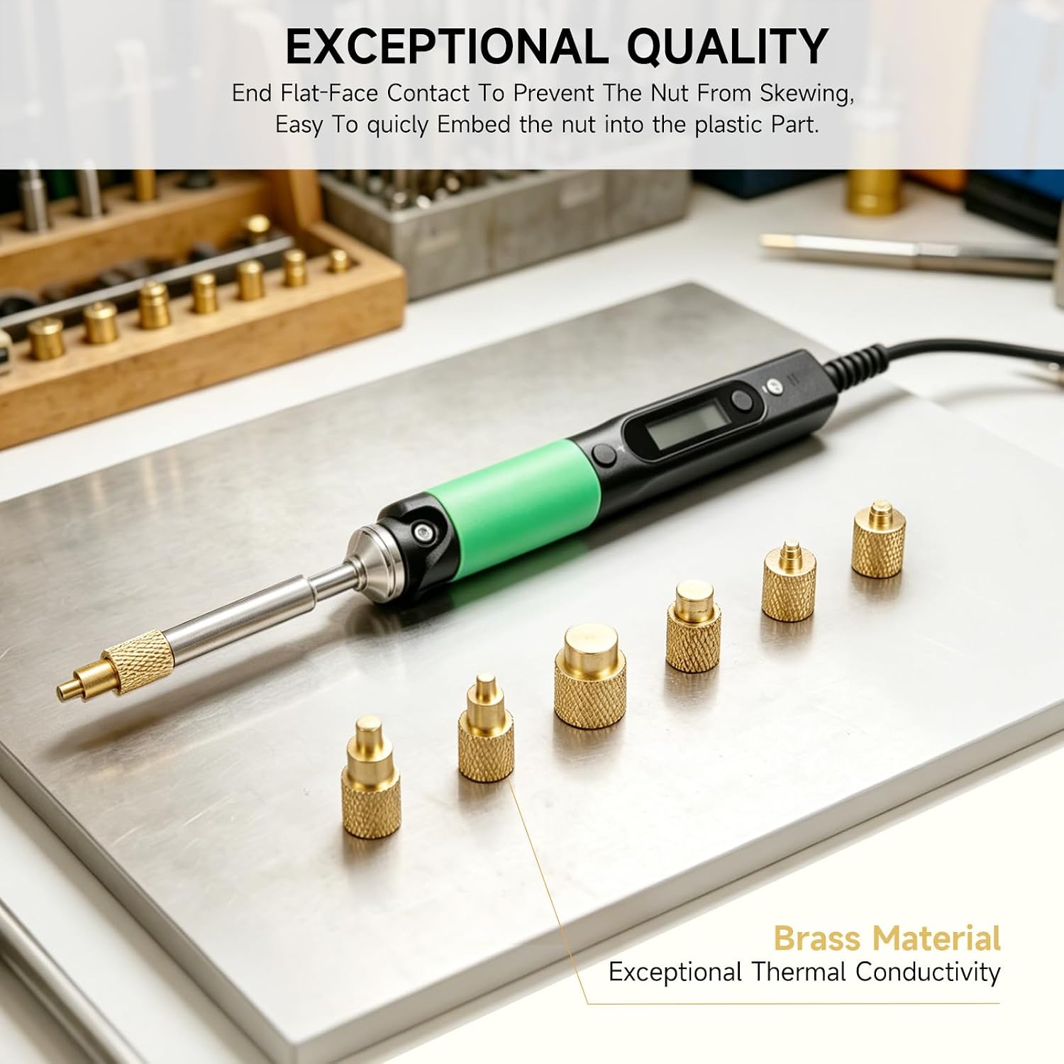 FEITA ST Soldering Iron Tips Heat Set Insert Tool Kit, Threaded Brass Inserts M2 M2.5 M3 M4 M5 M6 M8 for 3D Printing & Plastic, Compatible with TS100 Pinecil Mini Portable Soldering Pen Stations