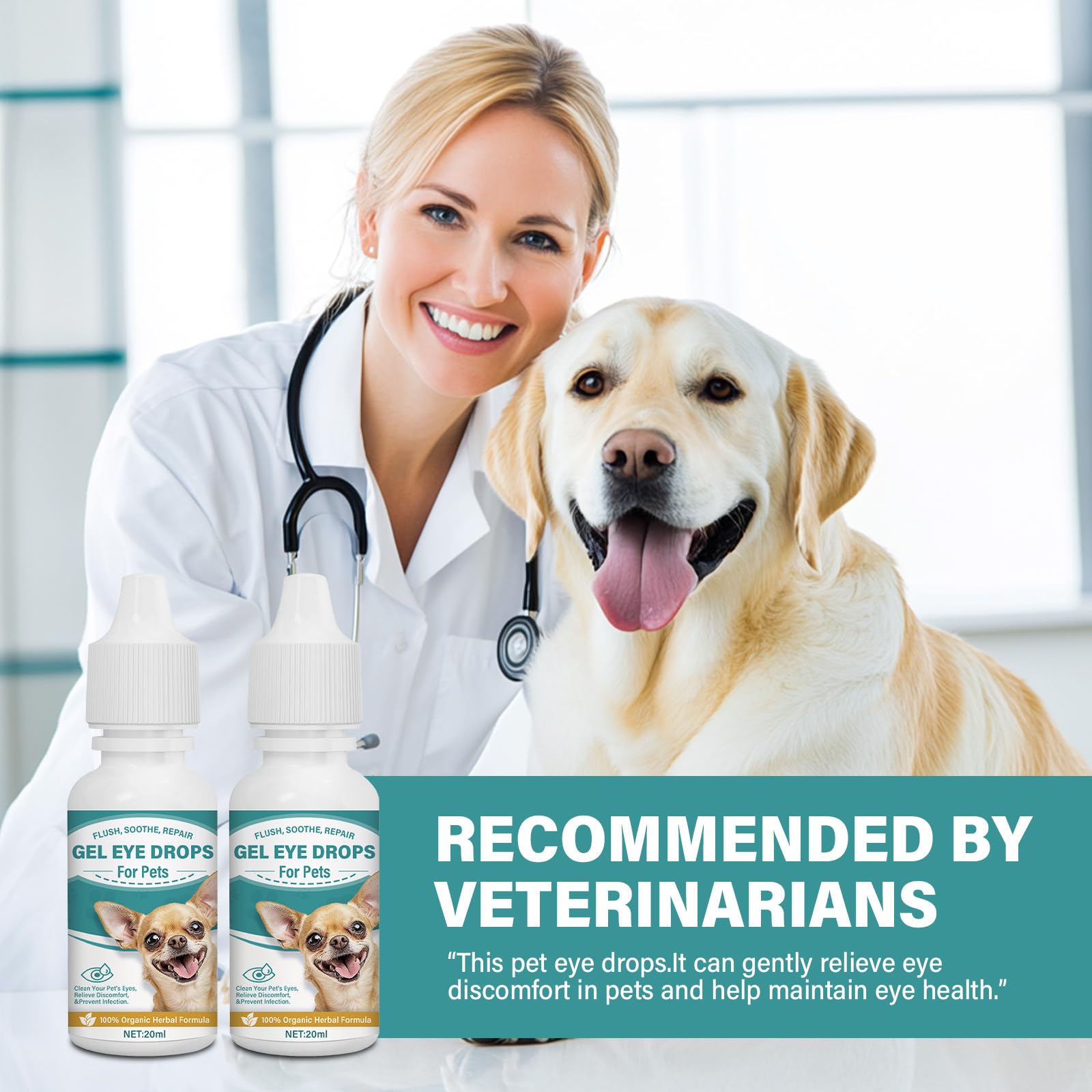 Cataract Drops for Dogs - Pet Gel Dog Eye Drops for Soothing Eye Discomfort, Reducing Tear Stains, and Supporting Eye Health, Gentle Formula for All Animals (2 X 20 ml) — Amazon image 8
