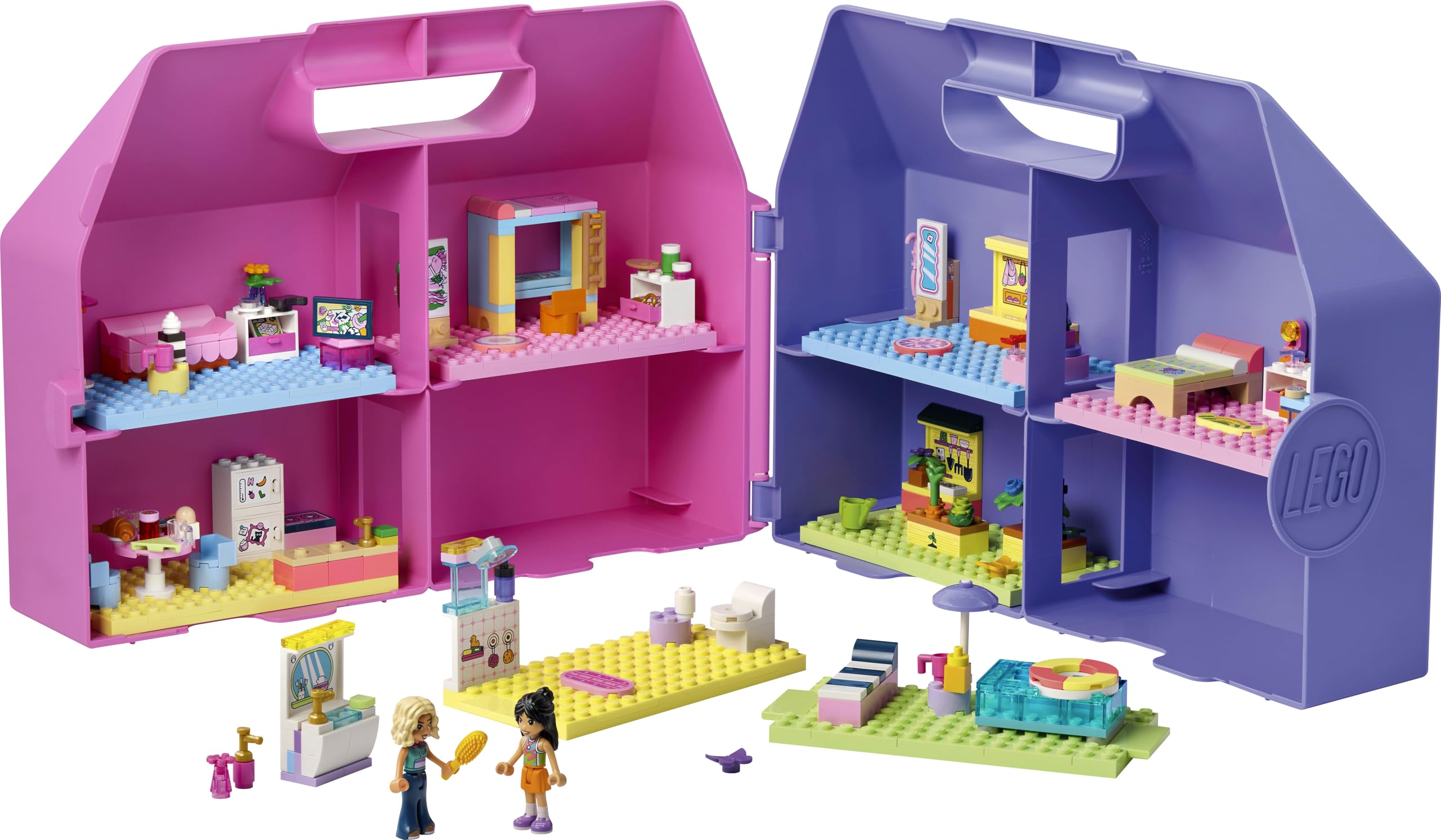 LEGO Friends Casa de Muñecas Creativa Portátil de Juguete – Juego de Viaje con Casita de 6 Habitaciones, 2 Mini Muñecas y Accesorios – Regalo de Cumpleaños para Niñas de 6+ Años – 42697