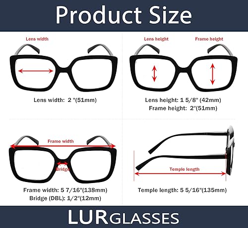 Miniatura 6 de LUR Lentes para mujer, montura grande, 4 pares de lentes elegantes para lectores