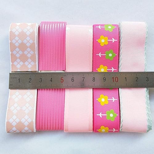 Miniatura 3 de Libiline Cinta de grogrén de organza satinada rosa y fucsia, 20 yardas, para manualidades, embalaje de bricolaje, accesorio para el pelo (rosa)