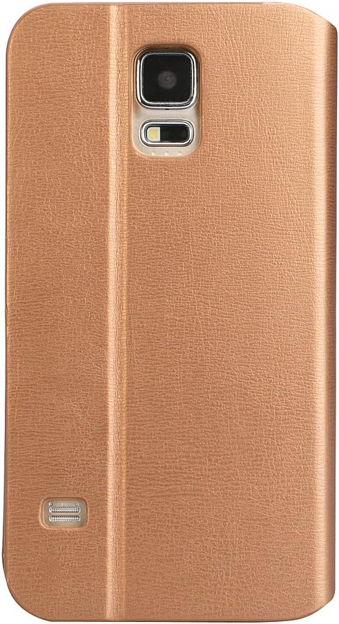 Galaxy S5 Case Cover, Labato Samsung Galaxy S5 Stand Case Premium Leatherette Flip Cover Folio Case for Samsung Galaxy S5 (I9600) - Newest Designed Magnetic Closure Cases/Covers/Holder for Samsung S5 / Galaxy S5 / Galaxy SV / Galaxy S V (2014) Fold Stand & Auto Close +100% Handmade Magnetic Stand Case for Samsung Galaxy S5 - Golden Color Lbt-SM5-03Q84