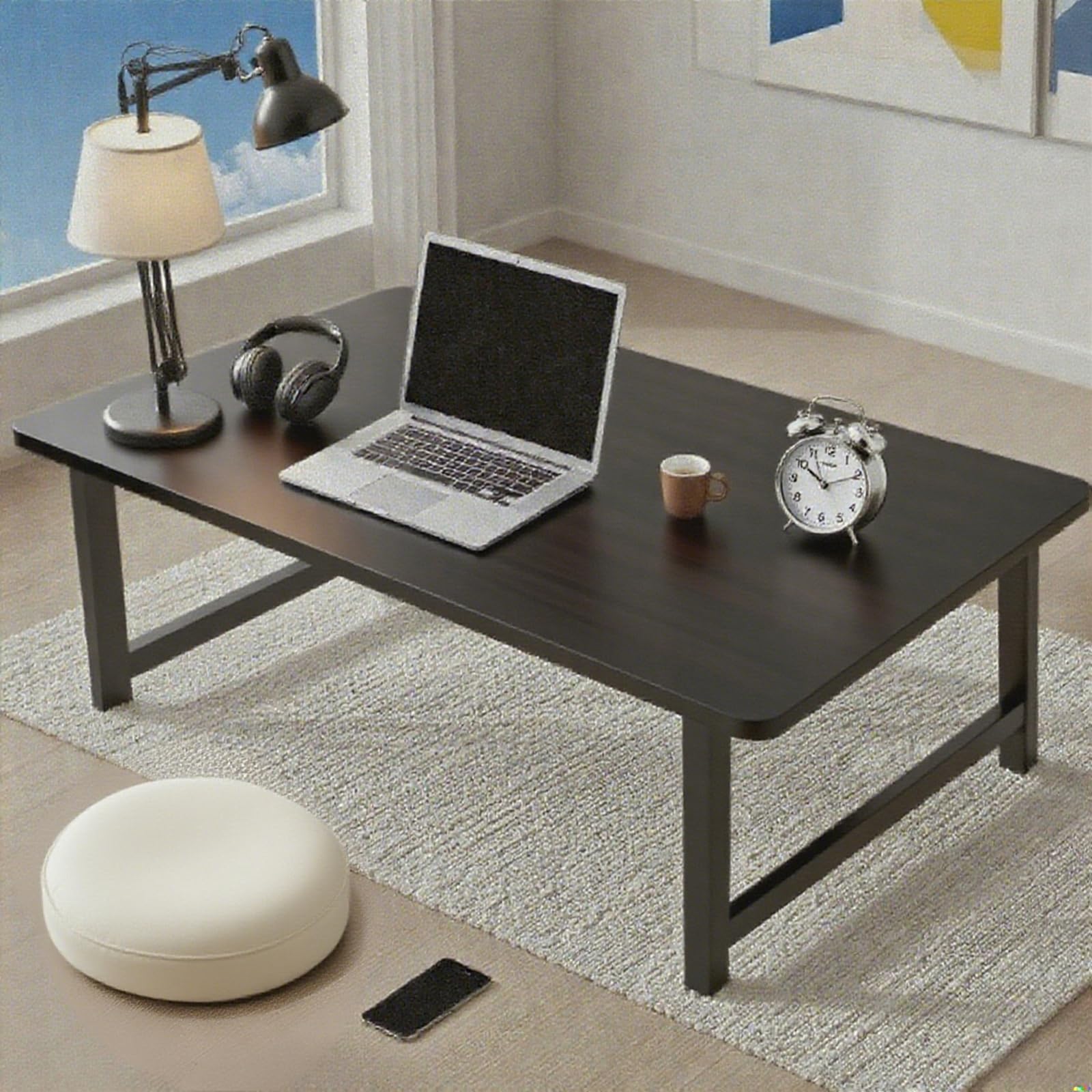 japanese floor table bamboo japanese folding table portable solid wood japanese coffee table, no assembly folding coffee table for sitting on the floor, easy storage (39.4 * 19.7 * 13.8)