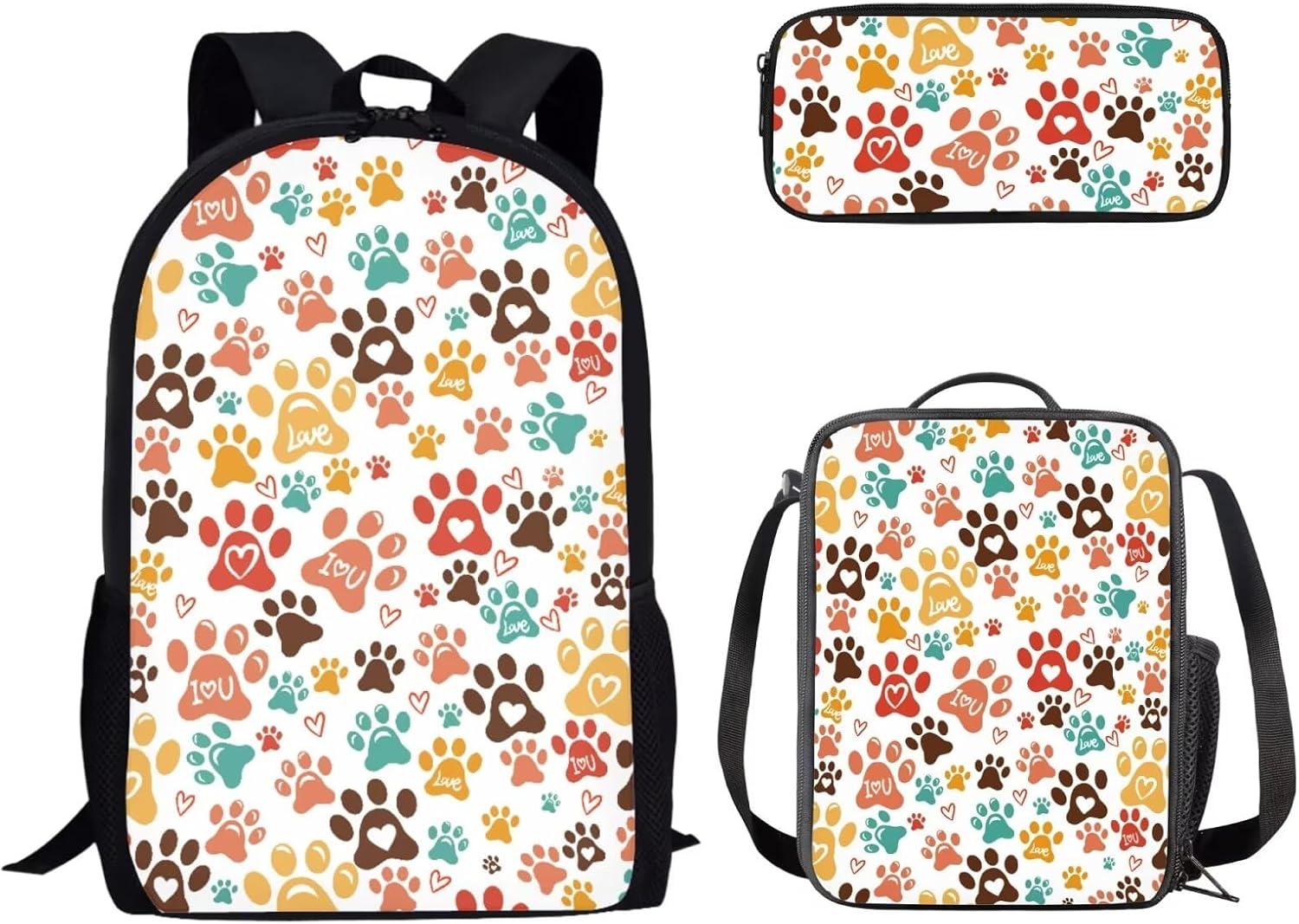 chaqlin Kids Backpack for Preschool Elementary Middle School Kindergarten College Horse Backpack with Lunch Box Pencil Case Asethetic Bookbag Set 3 Piece